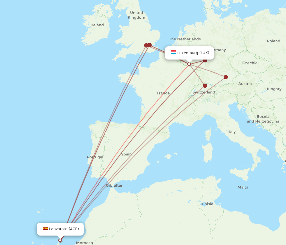 LUX-ACE flight routes
