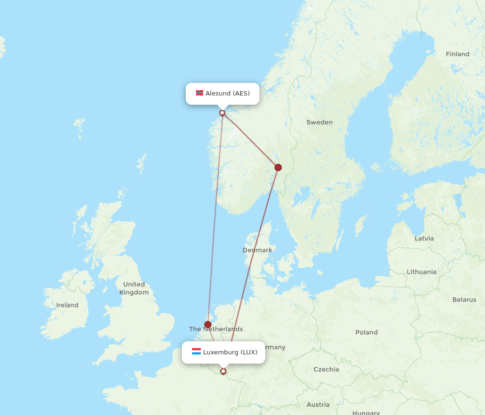 LUX-AES flight routes