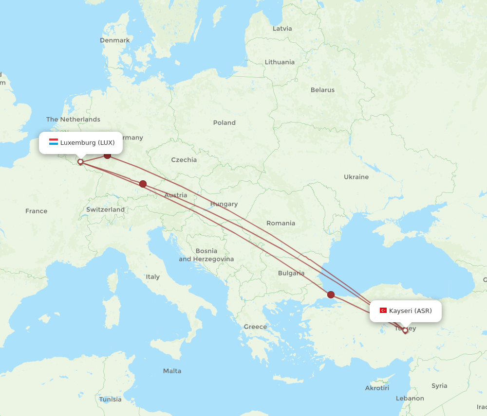 LUX-ASR flight routes
