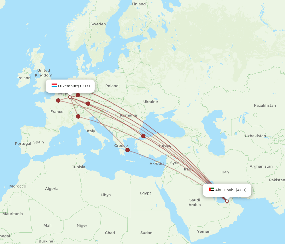 LUX-AUH flight routes