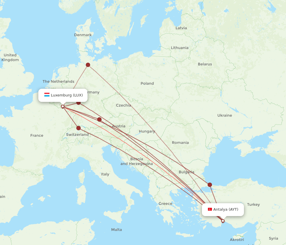 LUX-AYT flight routes