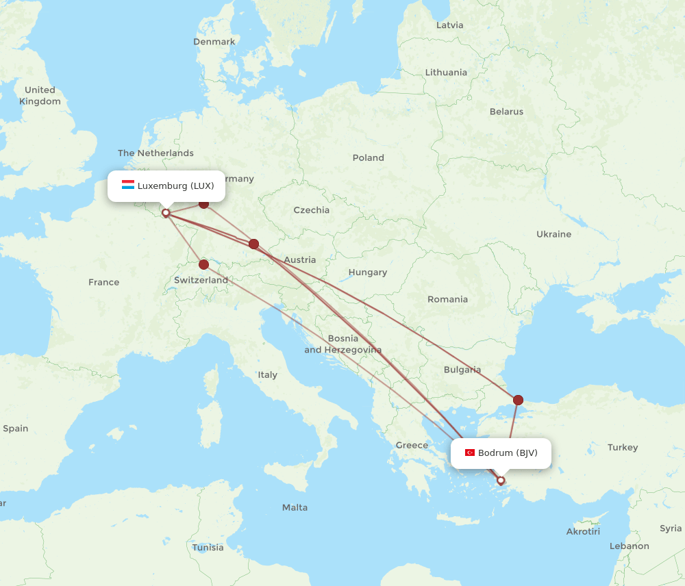 LUX-BJV flight routes