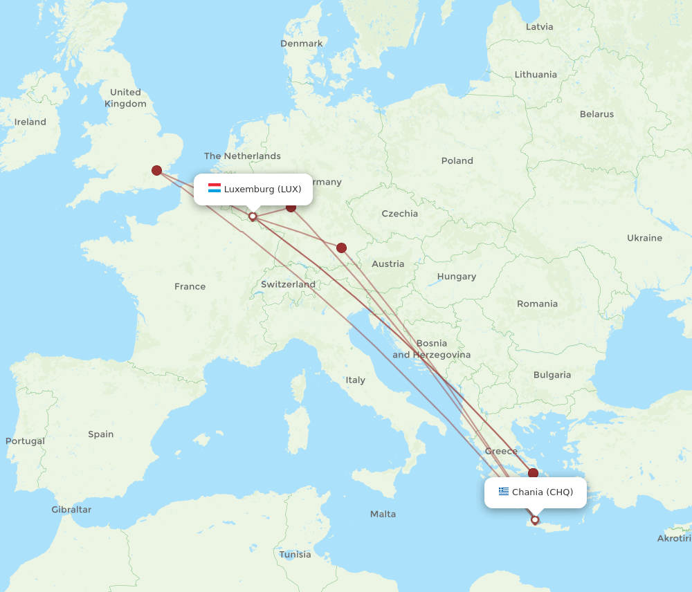 LUX-CHQ flight routes