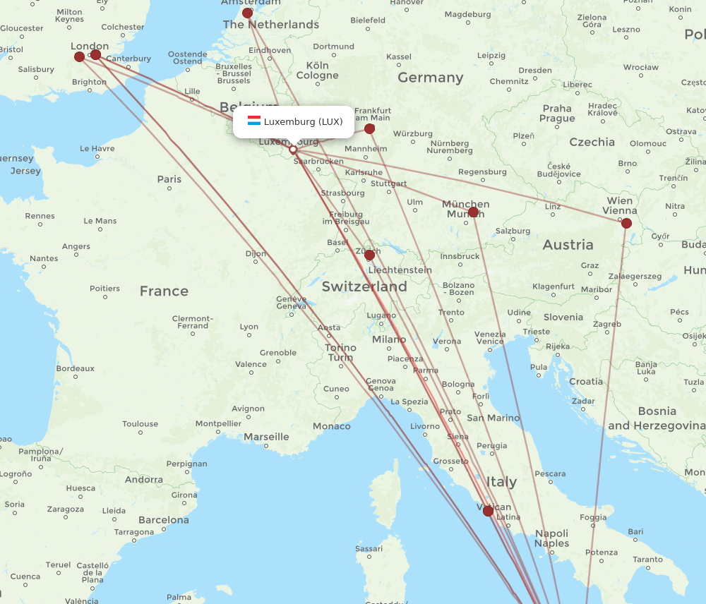 LUX-CTA flight routes