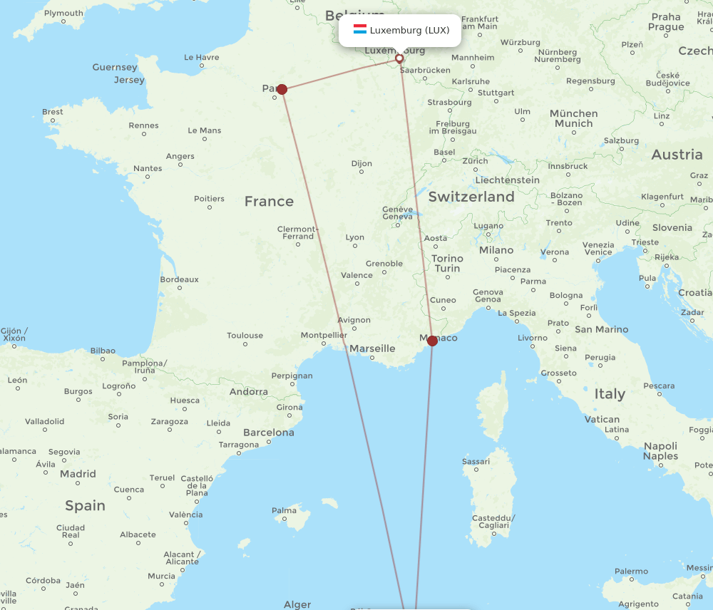 LUX to CZL flights and routes map