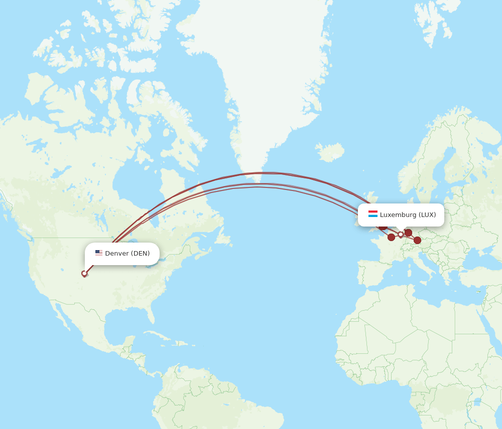 LUX-DEN flight routes