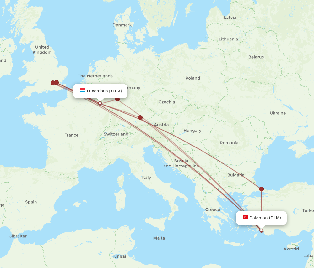 LUX-DLM flight routes