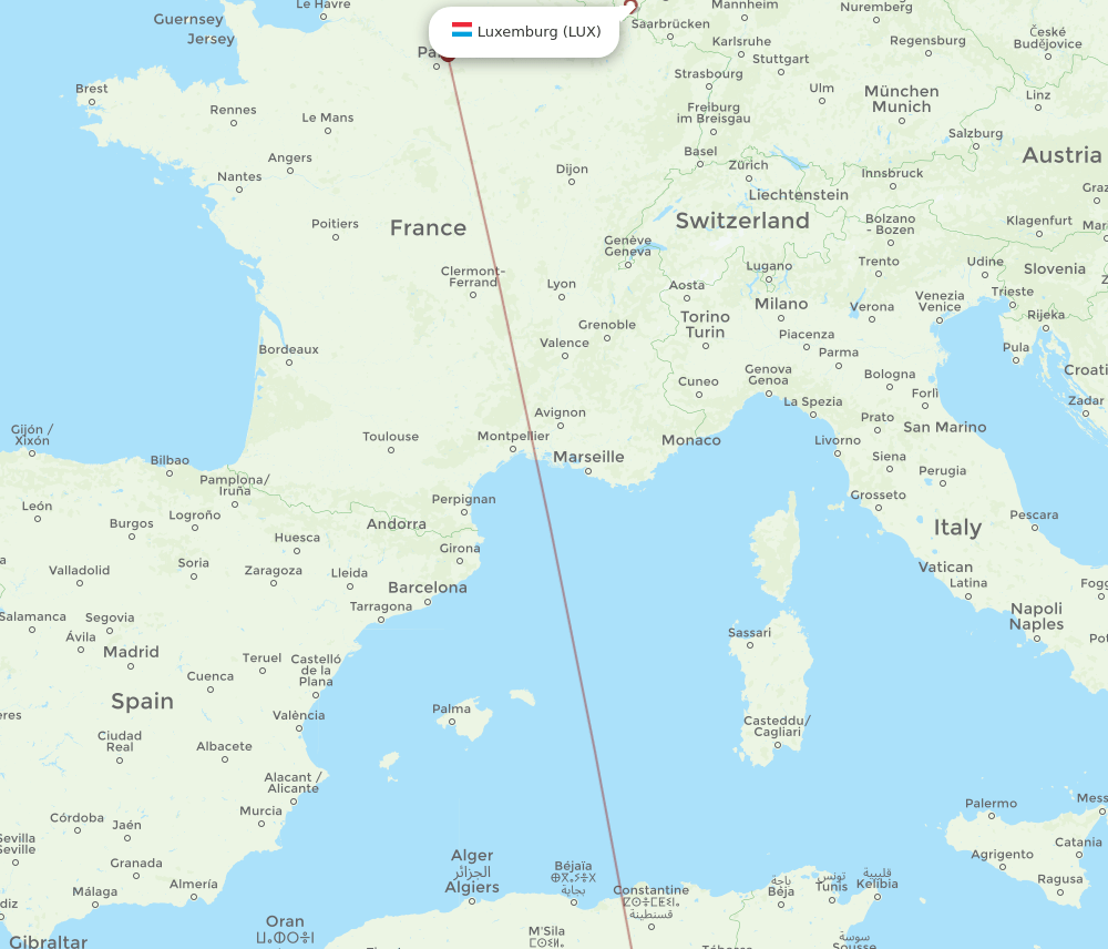 LUX to ELU flights and routes map