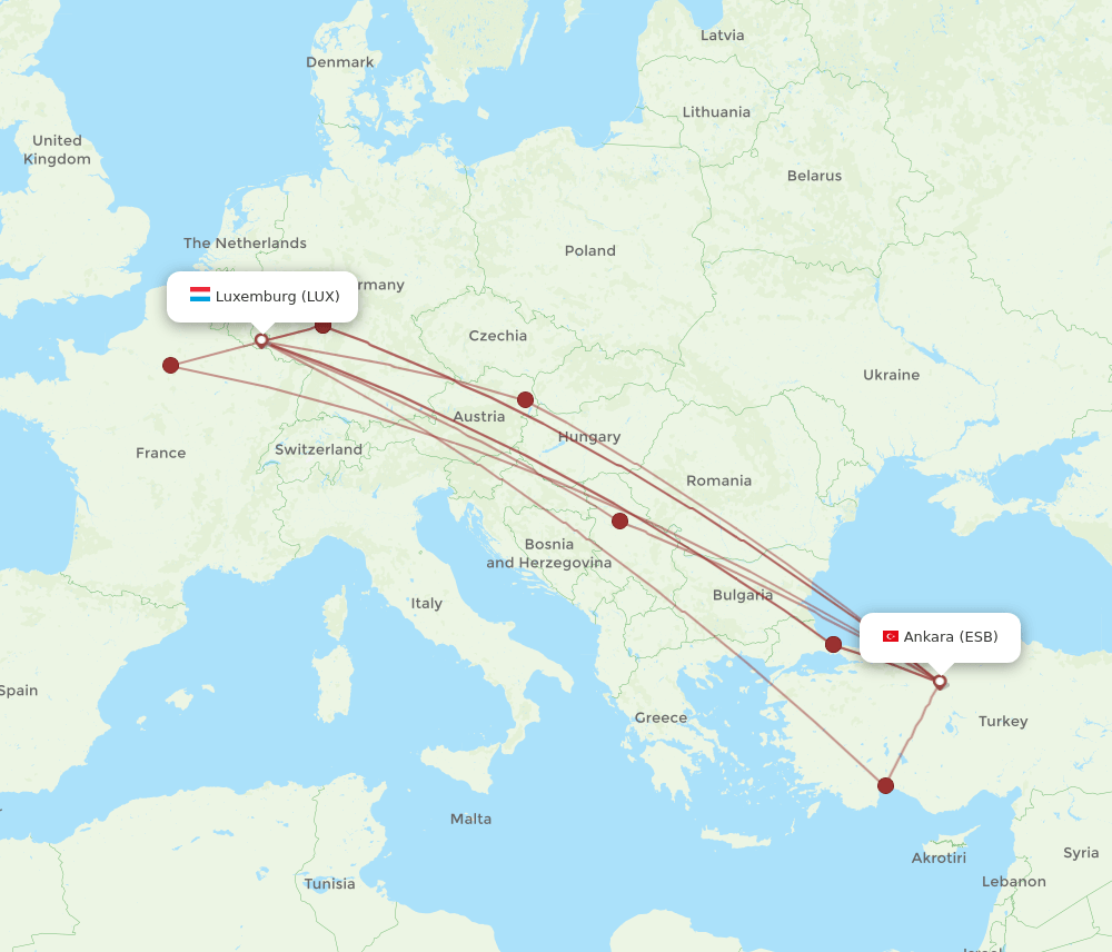 LUX-ESB flight routes