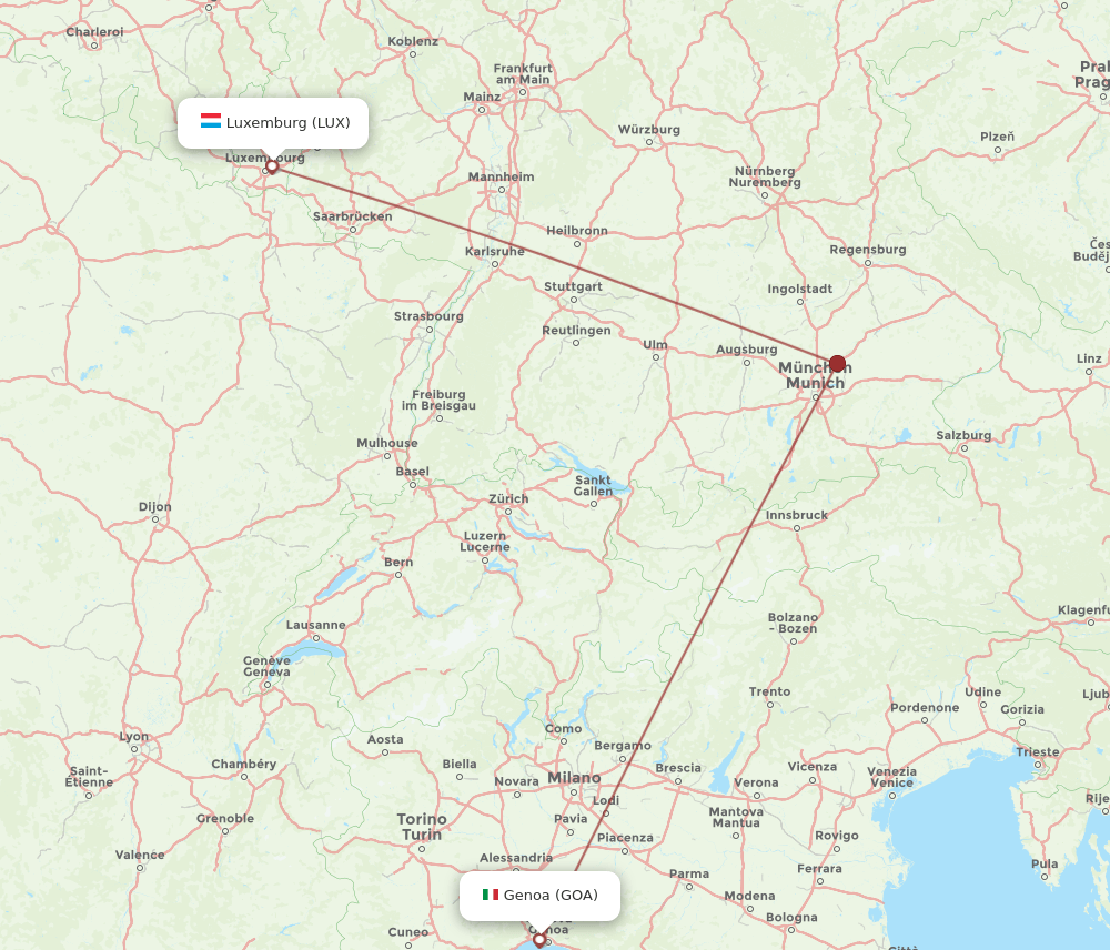 LUX-GOA flight routes