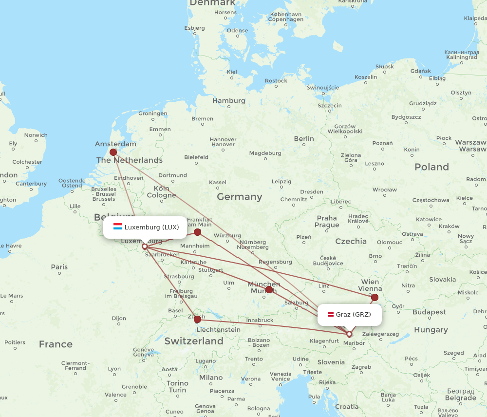 LUX-GRZ flight routes