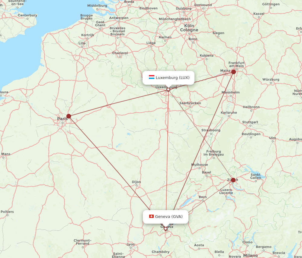 LUX-GVA flight routes