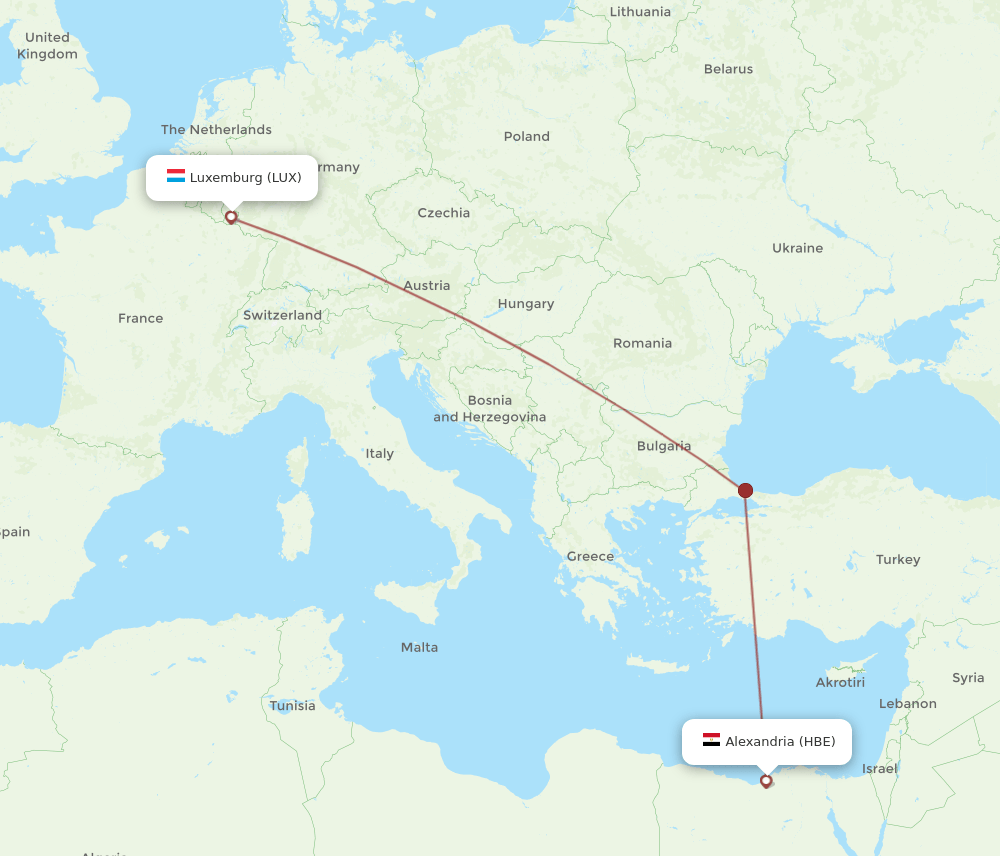 LUX-HBE flight routes