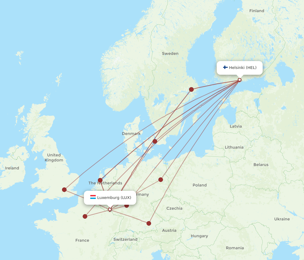LUX-HEL flight routes