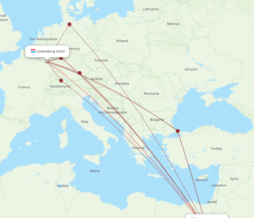 LUX-HRG flight routes
