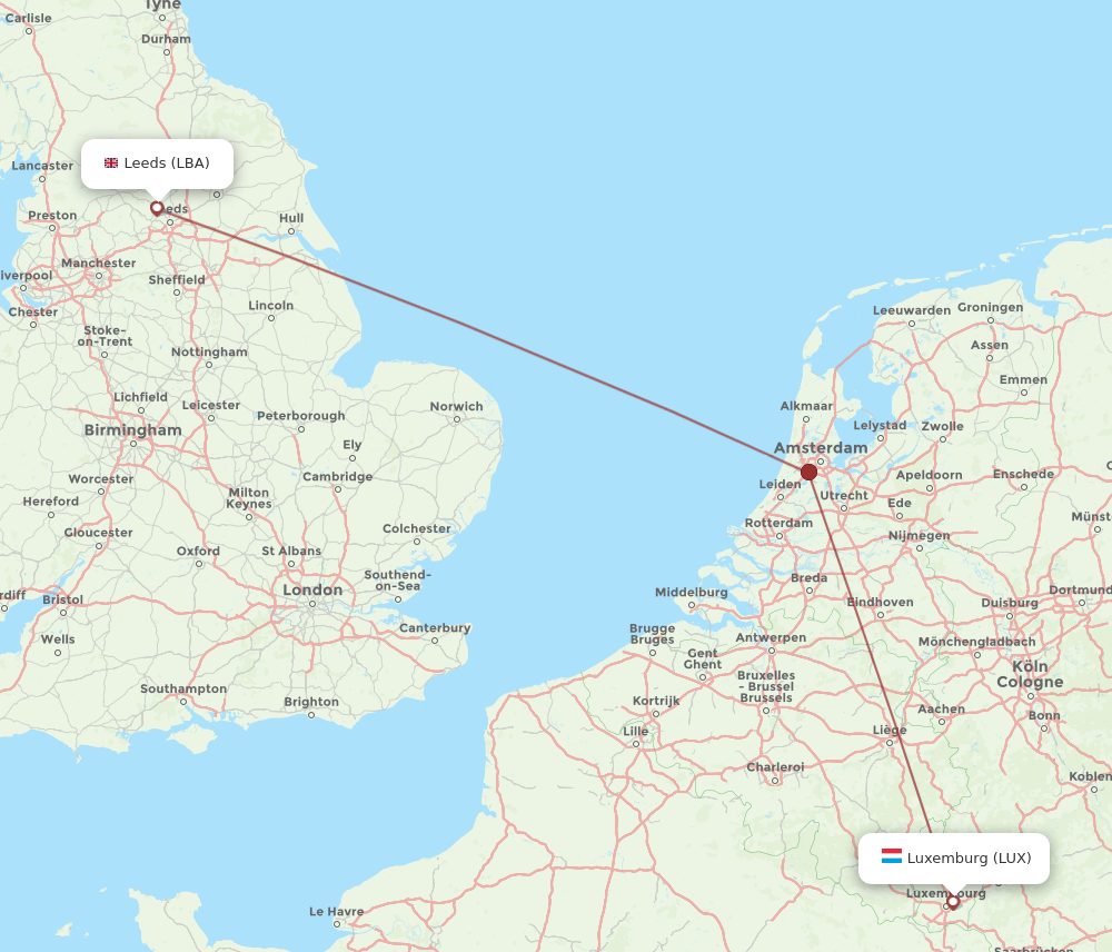 LUX-LBA flight routes