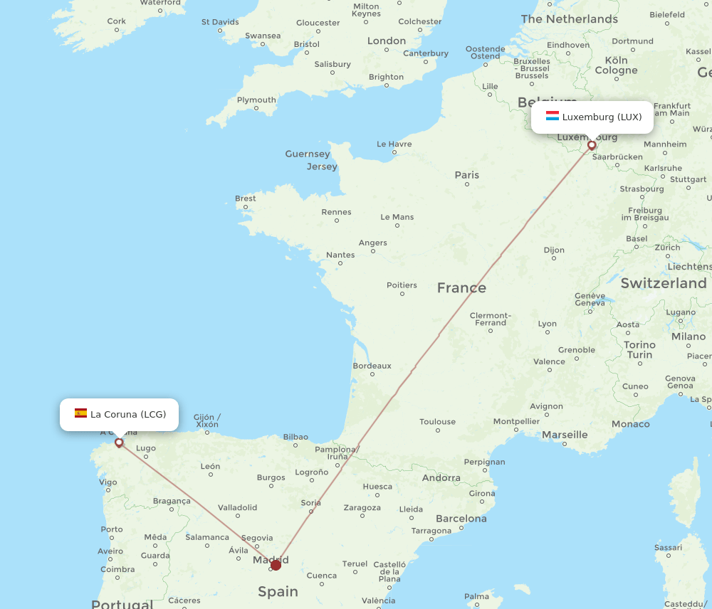 LUX-LCG flight routes