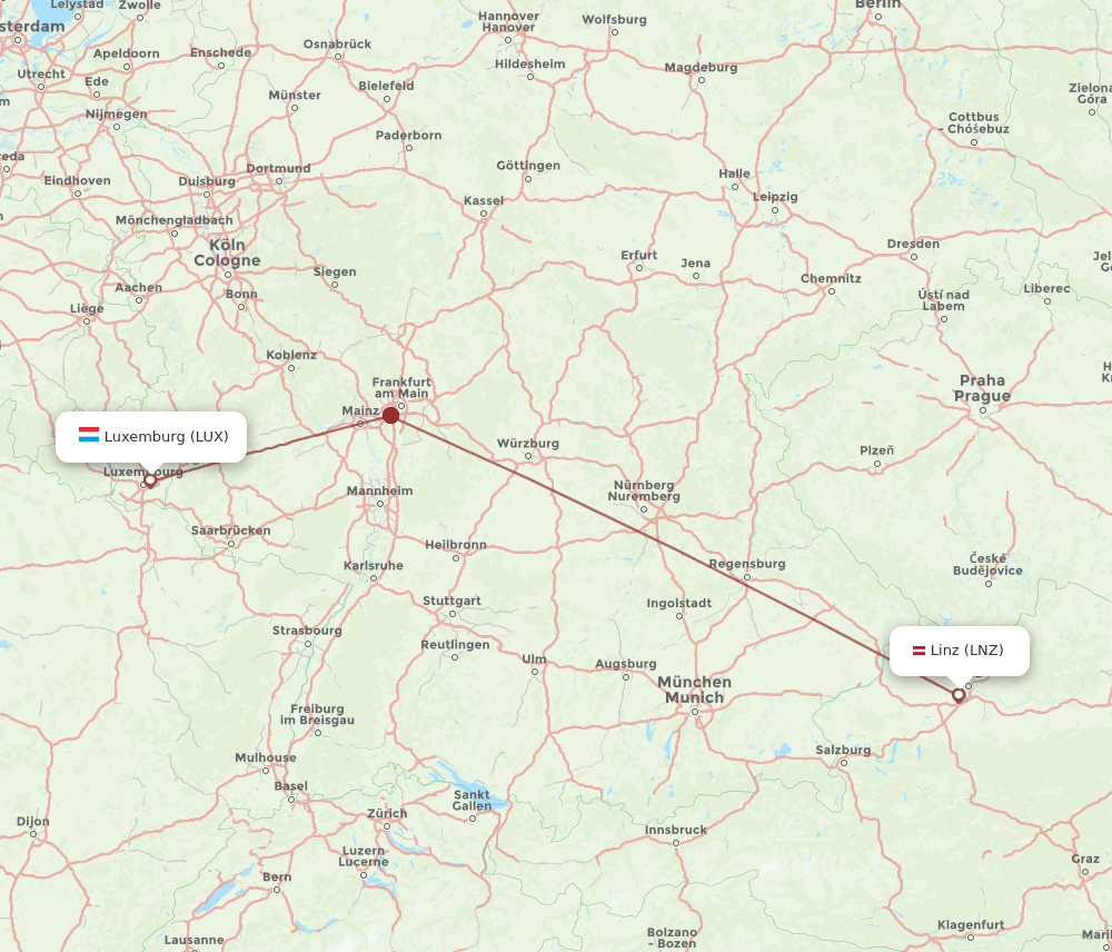 LUX-LNZ flight routes