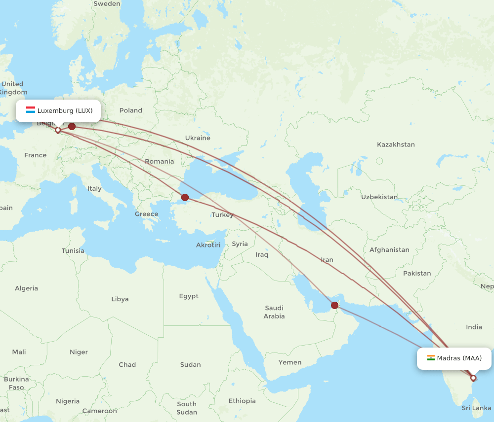 LUX-MAA flight routes