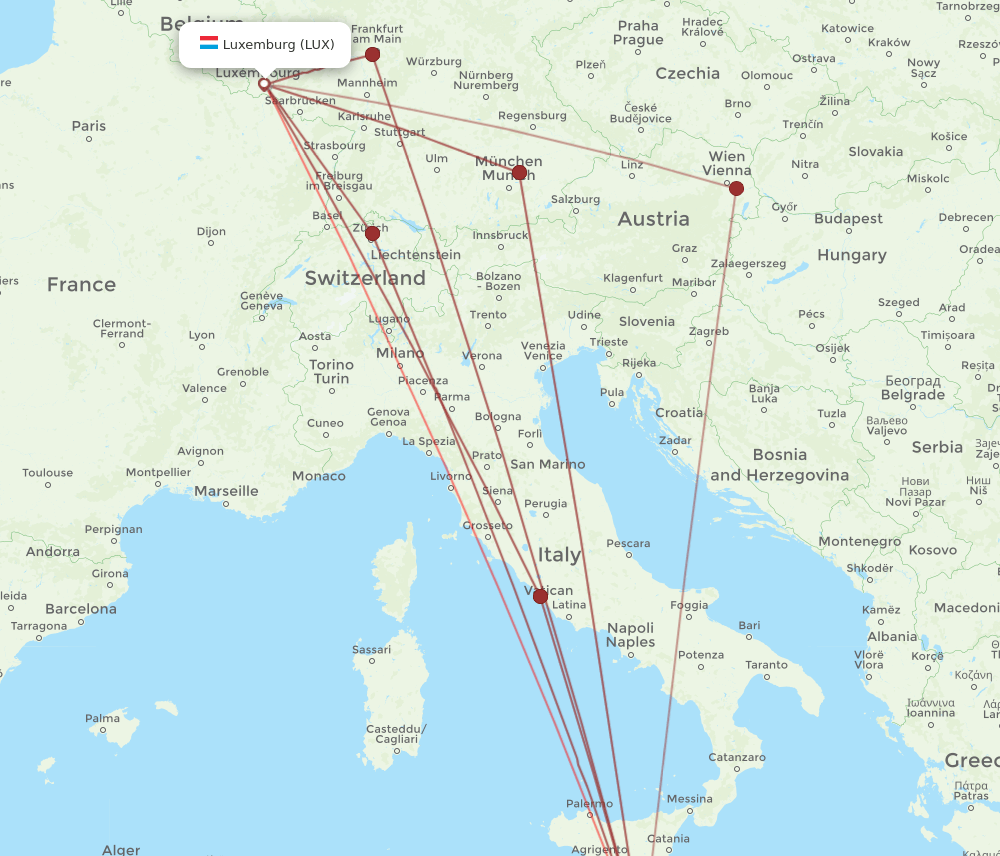 LUX-MLA flight routes