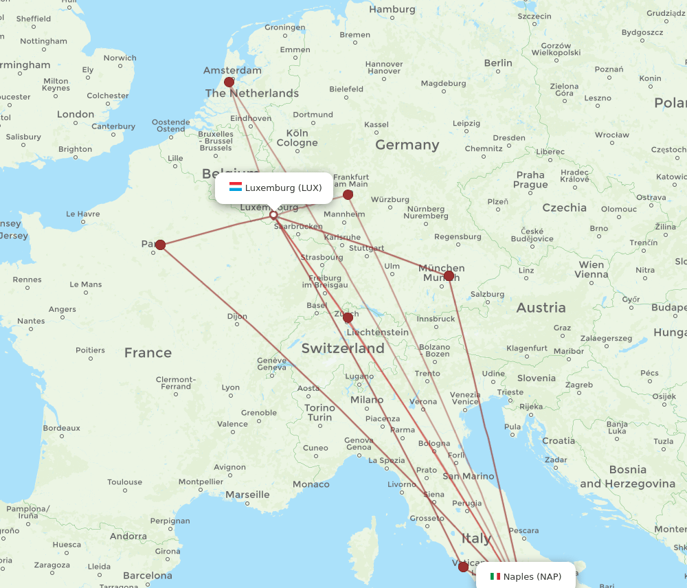 LUX-NAP flight routes