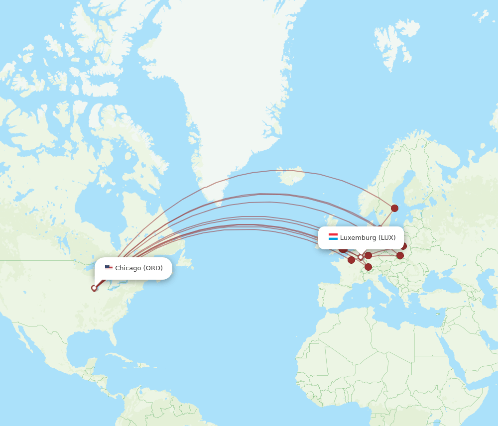 LUX-ORD flight routes