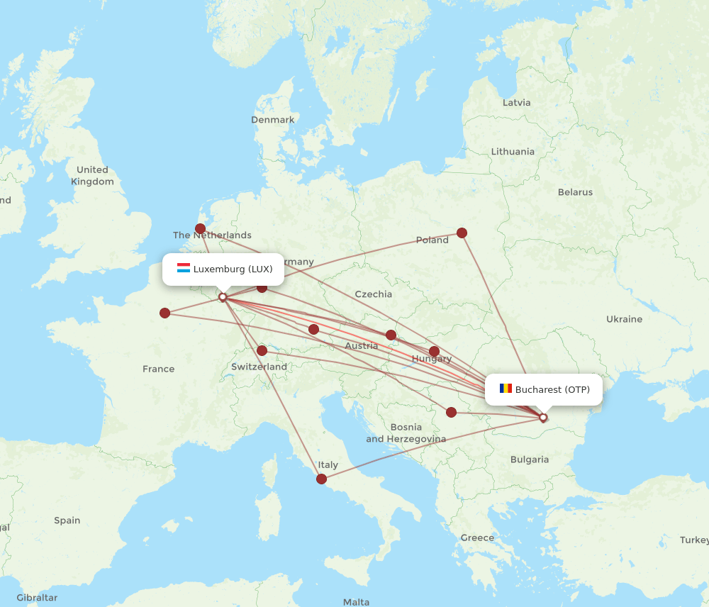 LUX-OTP flight routes