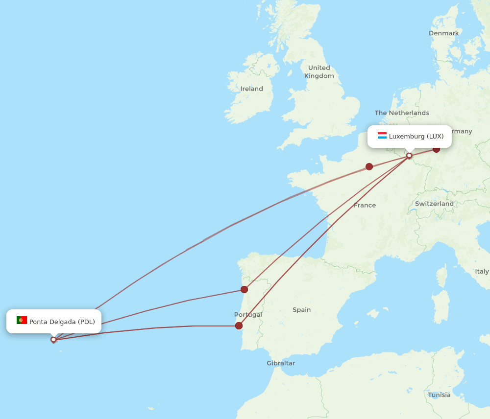 LUX-PDL flight routes