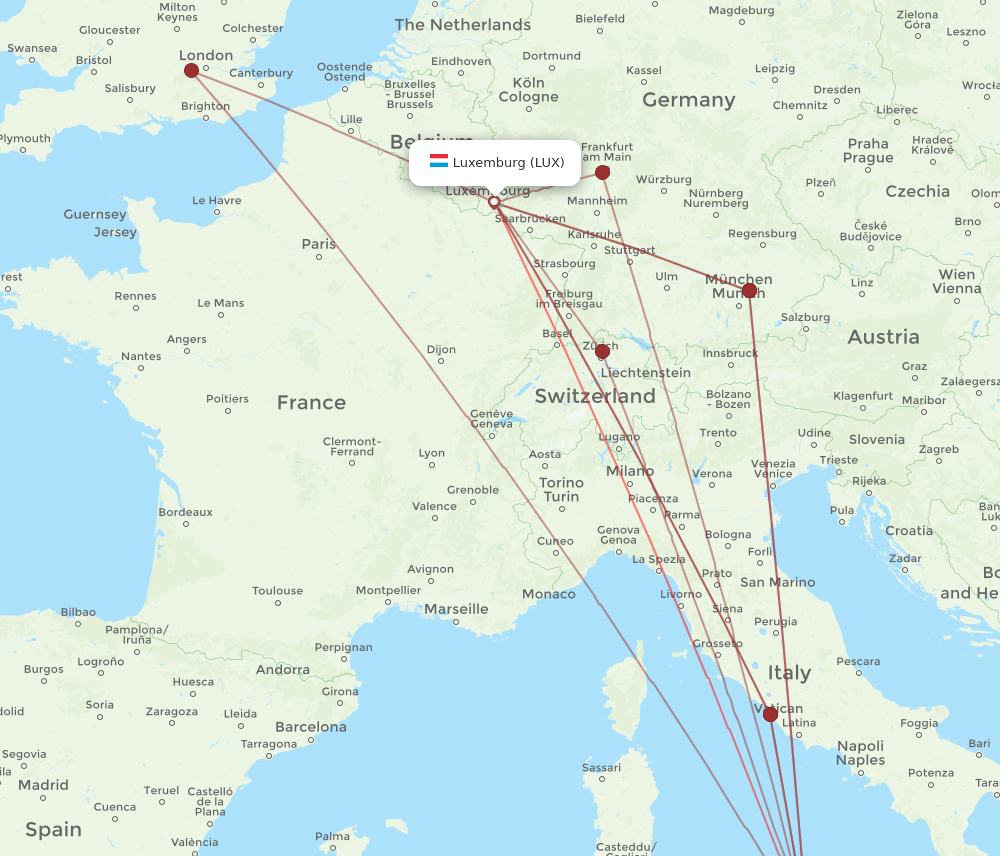 LUX-PMO flight routes