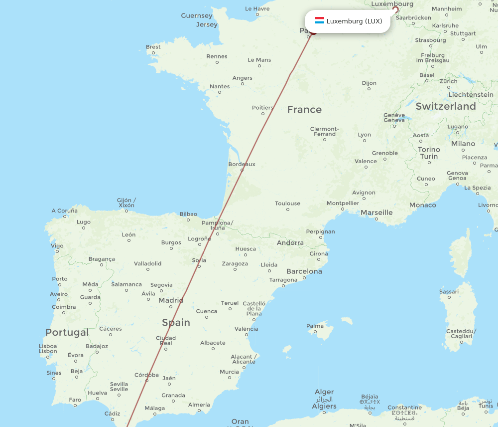 LUX-RBA flight routes