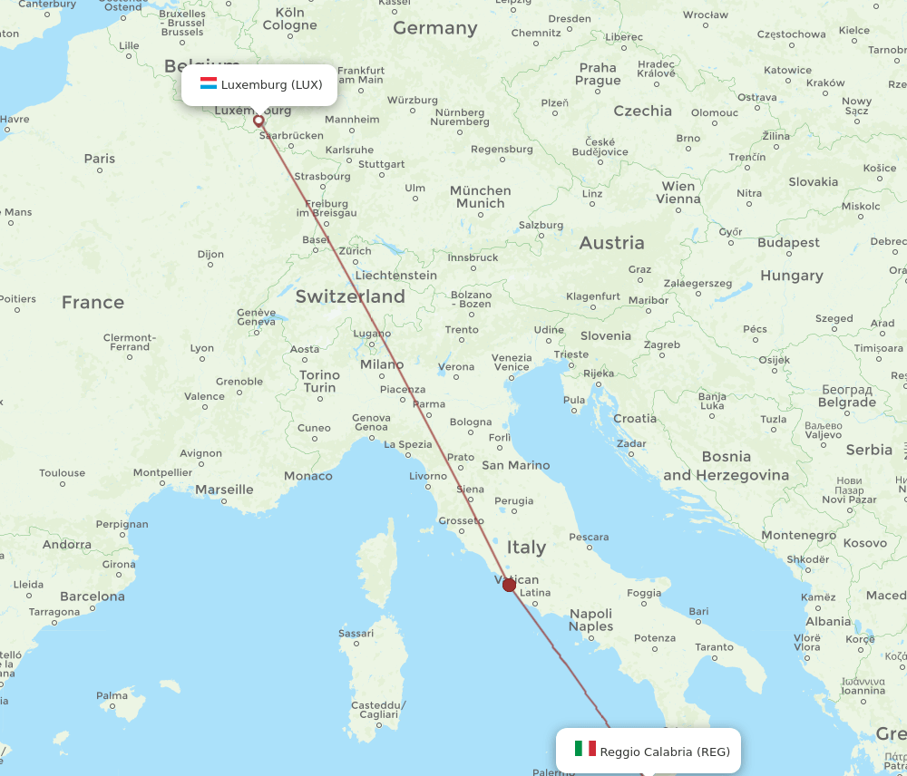 LUX-REG flight routes