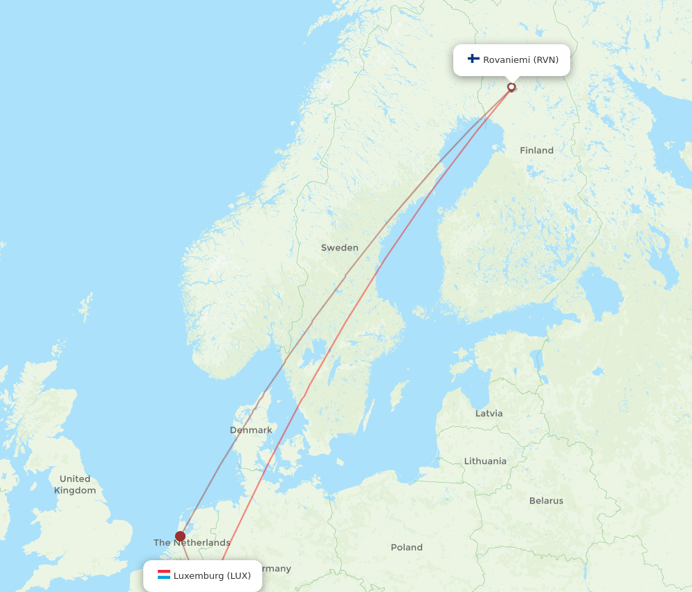 LUX-RVN flight routes