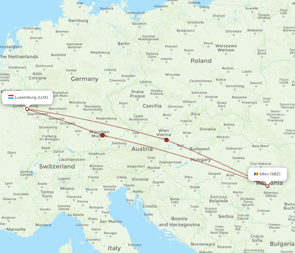LUX-SBZ flight routes