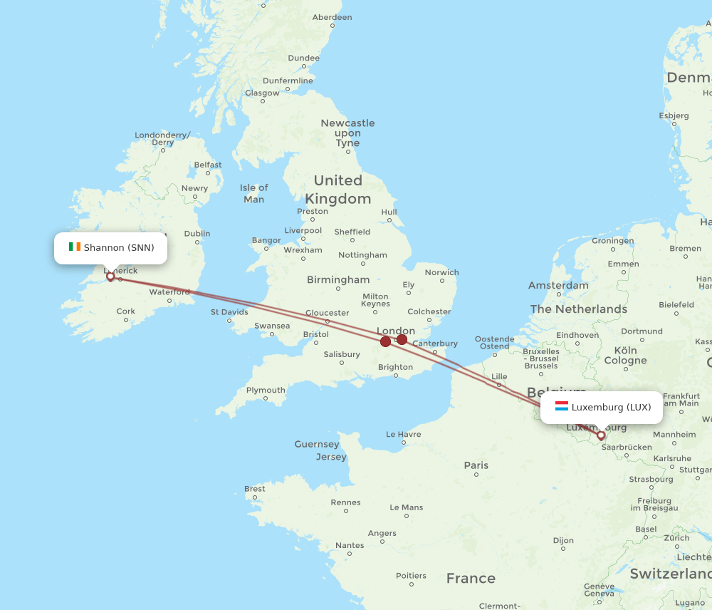 LUX-SNN flight routes