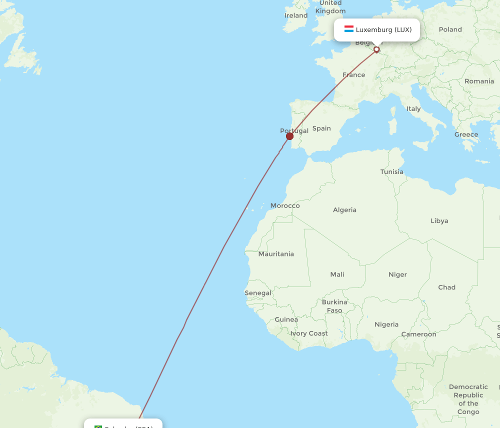 LUX-SSA flight routes