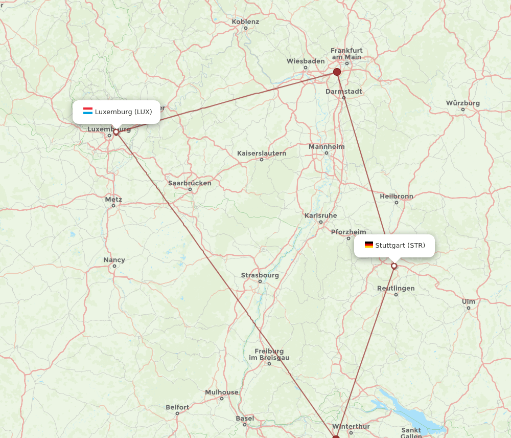 LUX-STR flight routes