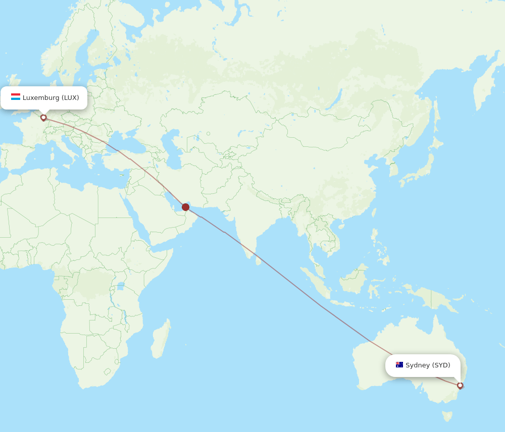 LUX-SYD flight routes