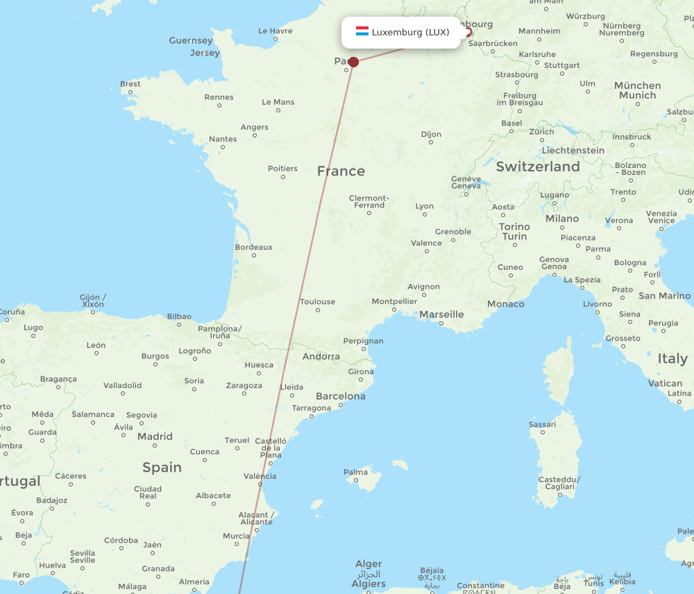 TLM to LUX flights and routes map