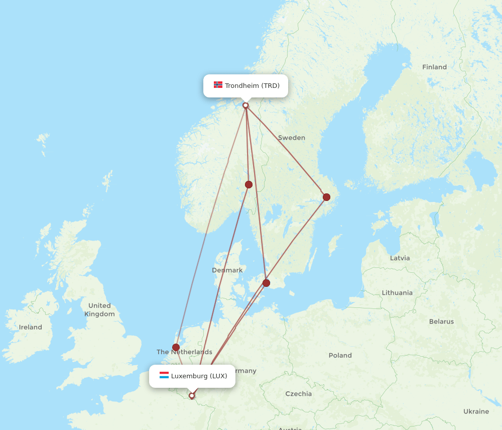 LUX-TRD flight routes