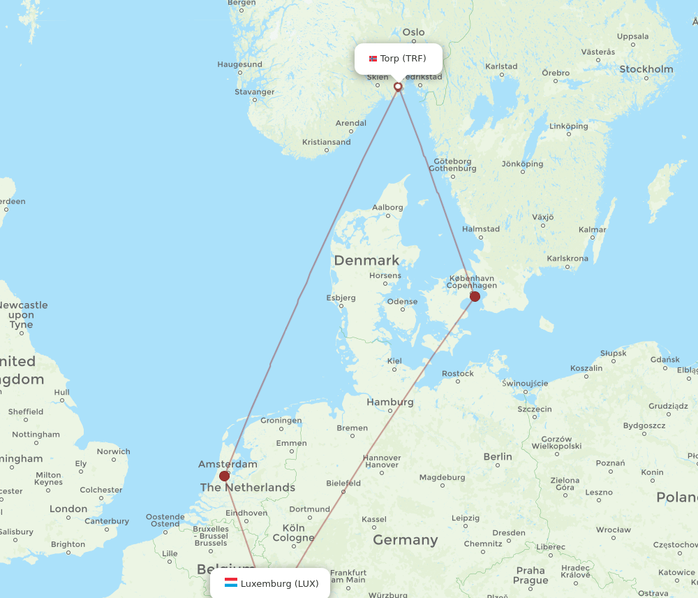 LUX-TRF flight routes