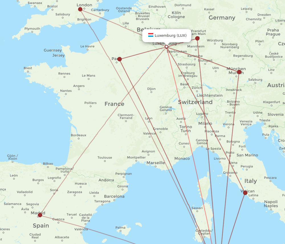 LUX-TUN flight routes