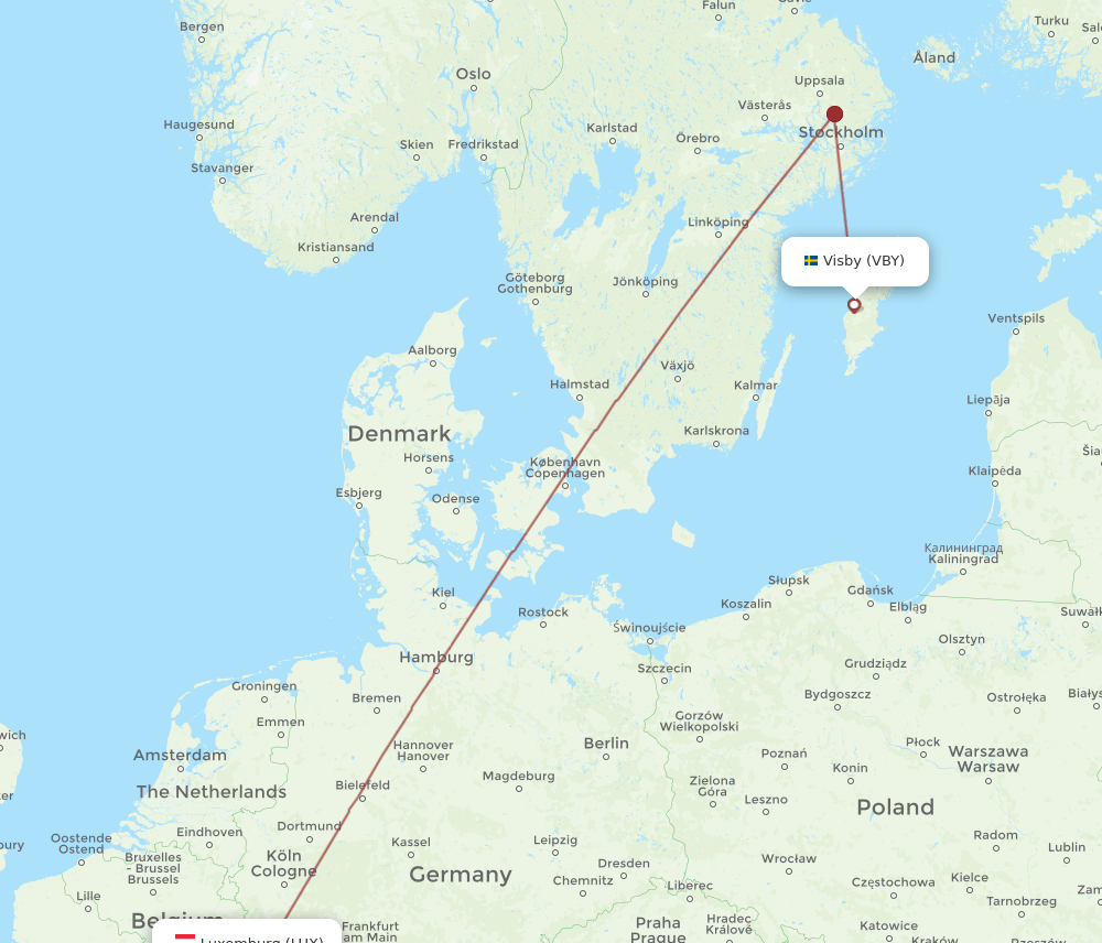 LUX-VBY flight routes