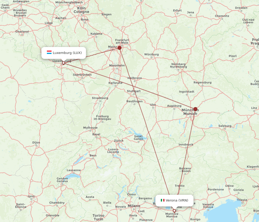 LUX-VRN flight routes