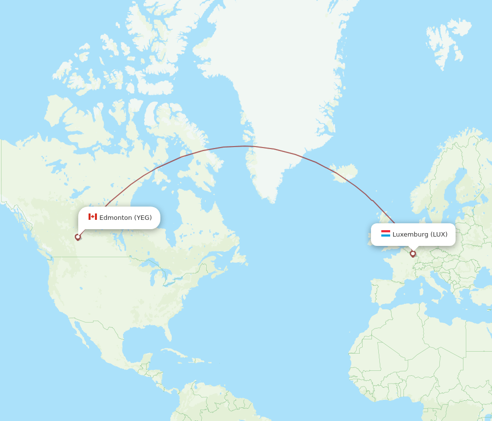 LUX-YEG flight routes