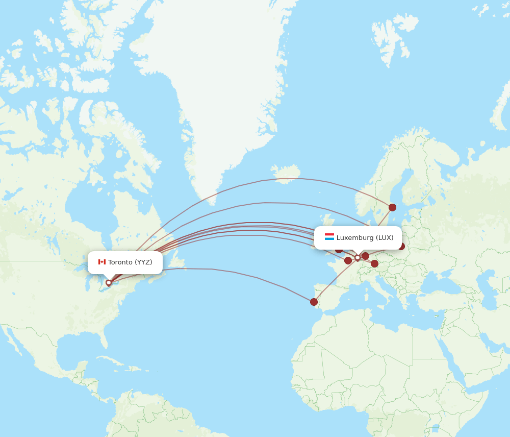 LUX-YYZ flight routes