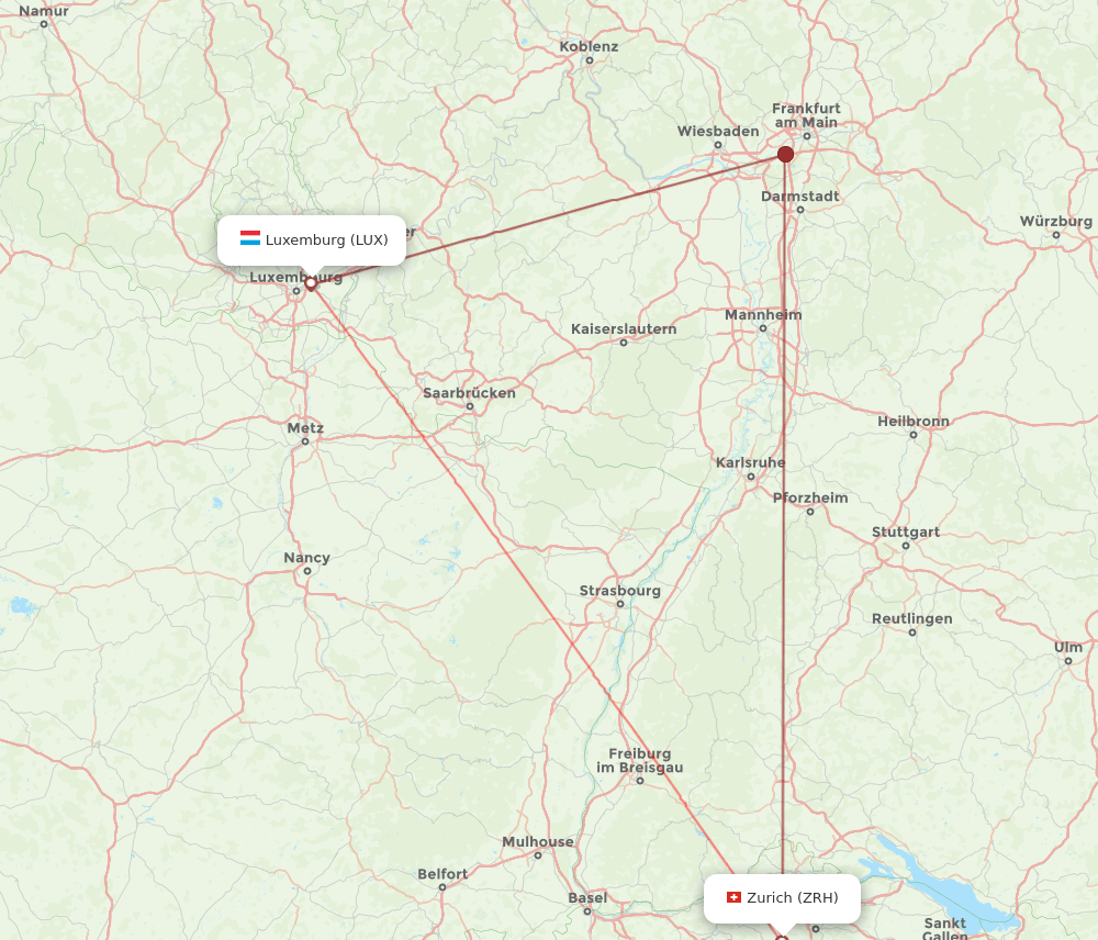 LUX-ZRH flight routes
