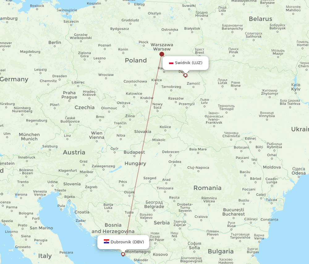 LUZ-DBV flight routes
