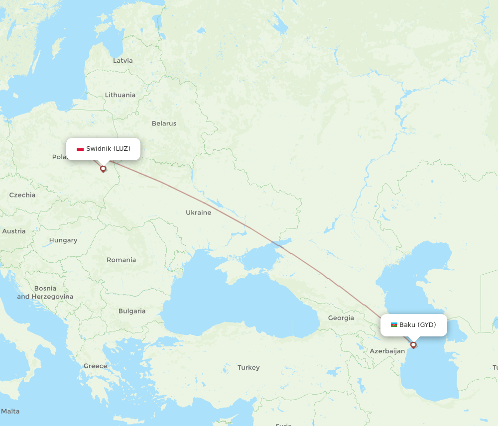 LUZ to GYD flights and routes map