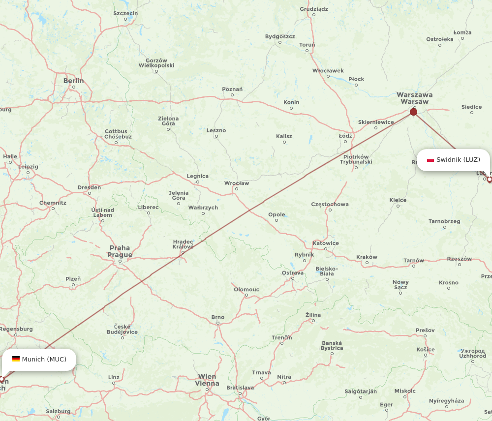 LUZ to MUC flights and routes map