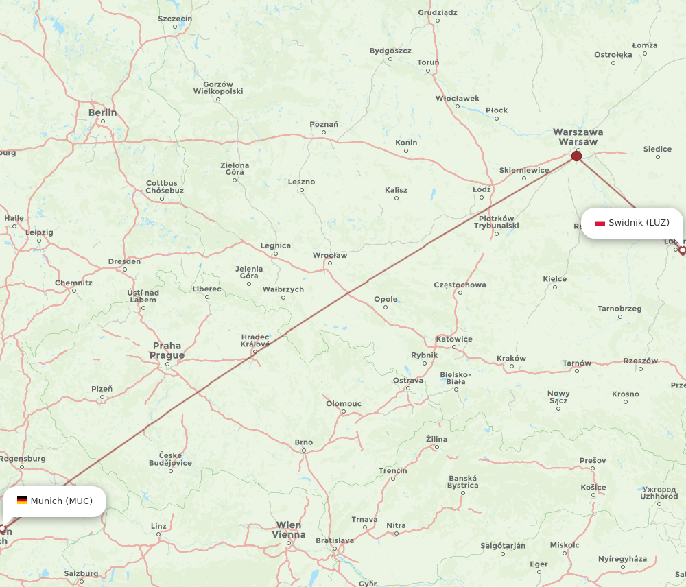 LUZ-MUC flight routes